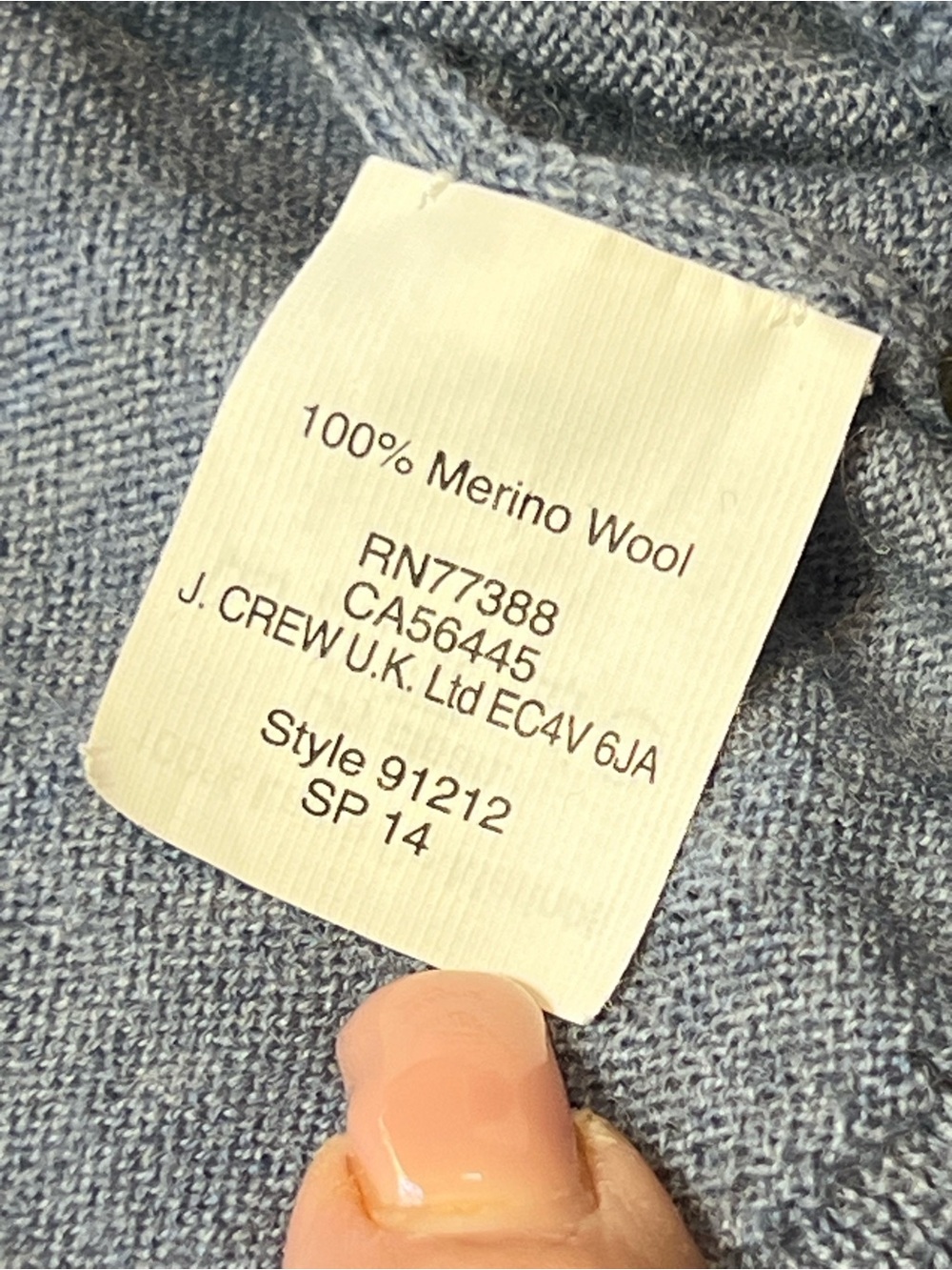 J. Crew 100% Merino Wool Dusty Blue Lightweight Button-Front Cardigan-Sz Medium - Picture 4 of 8